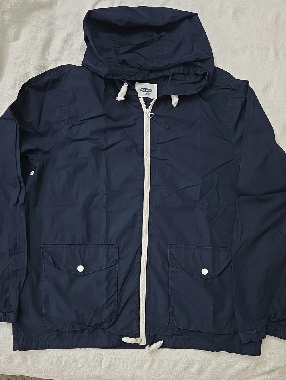 Old Navy Men's Navy Hooded Jacket with White Accents 💙2 for$30